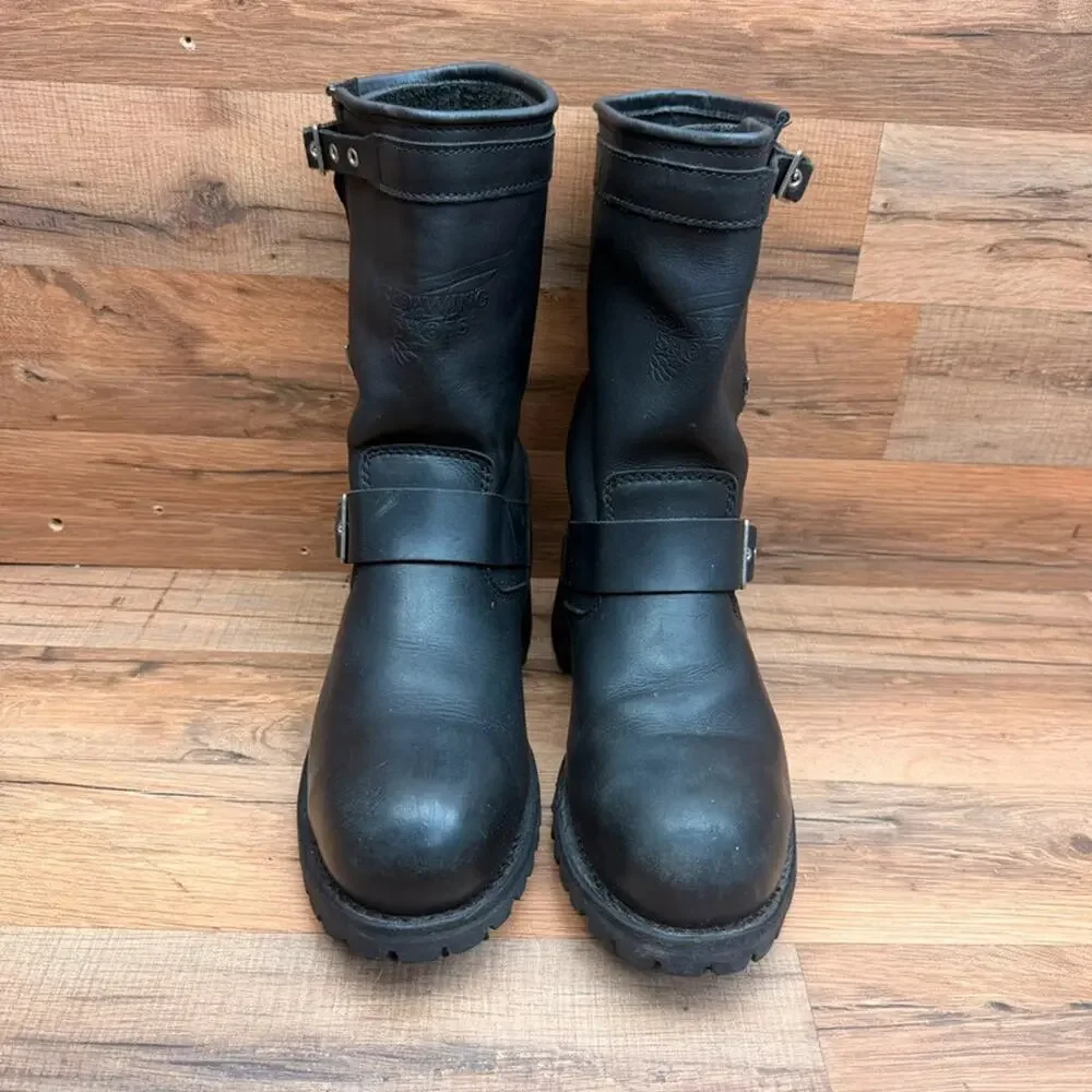 Red Wing Engineer Boots Size 9D Black Leather 988 Motorcycle Mens Steel Toe